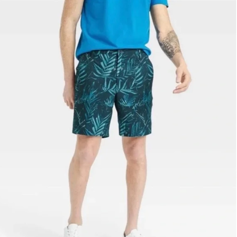 all in motion Tropical Blue Leaf Hybrid Shorts